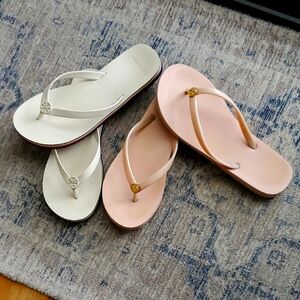 Tory Burch Women's Flip Flops - Off White and Pink